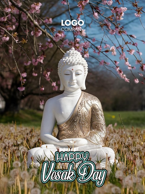 PSD psd vesak day is a holy day for buddhists happy buddha day with siddhartha gautama statue