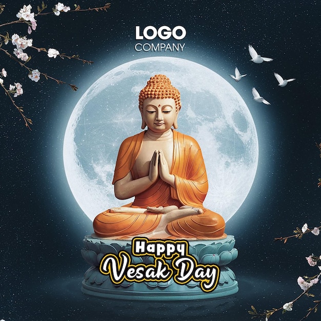 PSD psd vesak day is a holy day for buddhists happy buddha day with siddhartha gautama statue