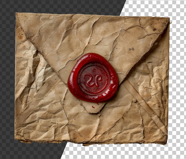 PSD psd vintage envelope with red wax seal cut out stock png