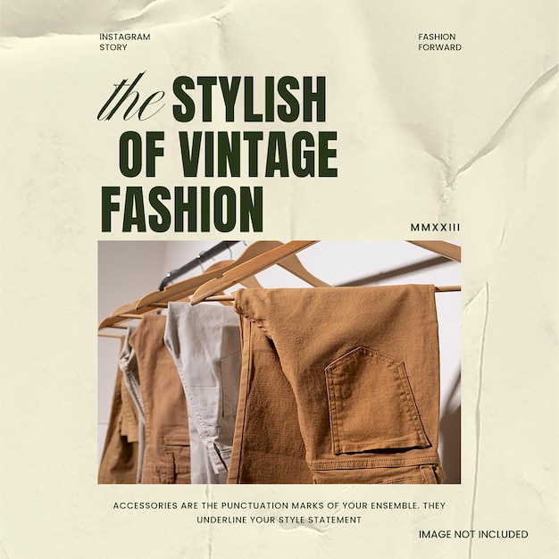 PSD Vintage Fashion Design Concept for Social Media and Instagram Post Template