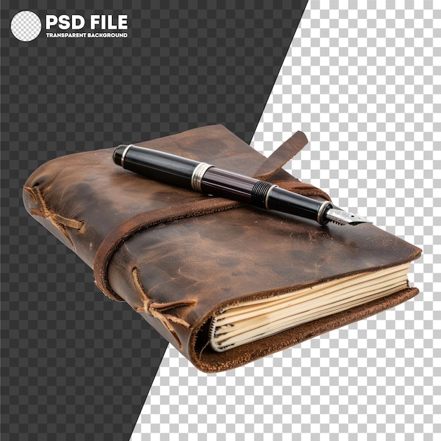 PSD Vintage leather journal with fountain pen