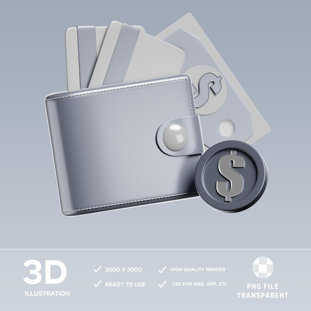 PSD wallet 3D Illustration