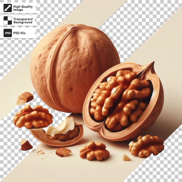 PSD walnuts on transparent background