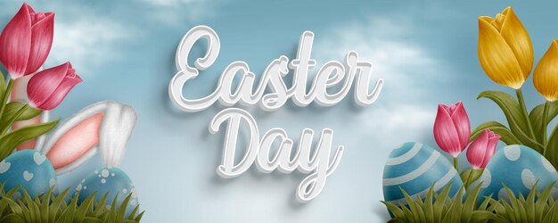 Psd water color easter day banner design