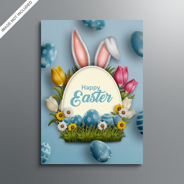 Psd water color easter day greeting card design template