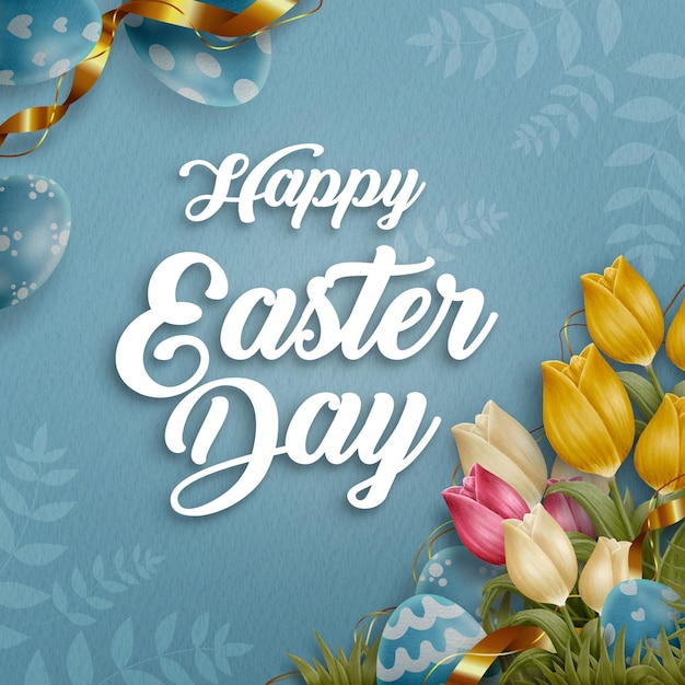 PSD psd water color happy easter day greeting card design template