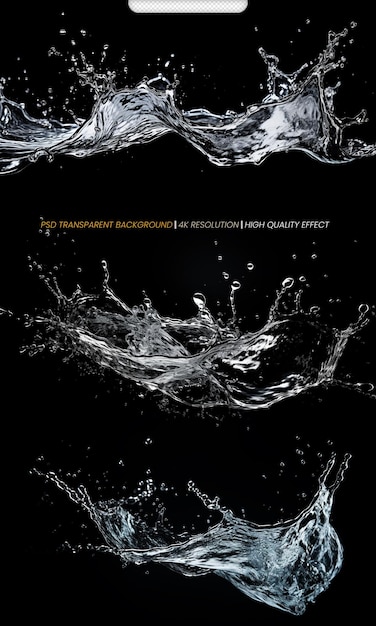 PSD water splash isolated on transparent background