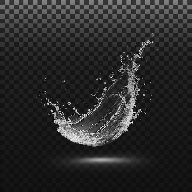 PSD water splashes liquid waves with swirls and drops fluid splashing isolated on PNG background