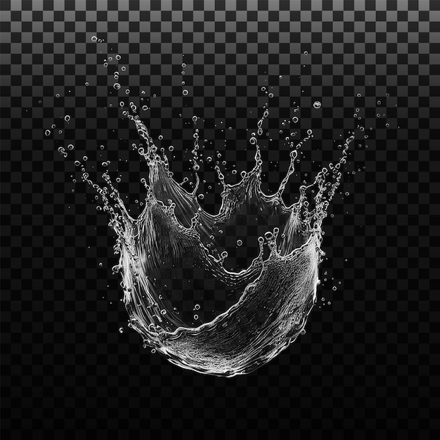 PSD water splashes liquid waves with swirls and drops fluid splashing isolated on PNG background