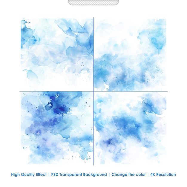 PSD Watercolor blue pastel background EPS8 backdrop with aquarelle effect Vector illustration white background