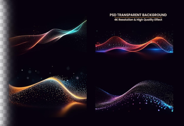 PSD Wave Moving Dots and Lines Transparent Background