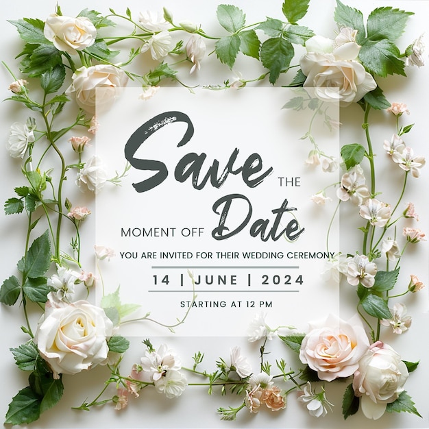 PSD Wedding Invitation Flower Banner Poster Flyer