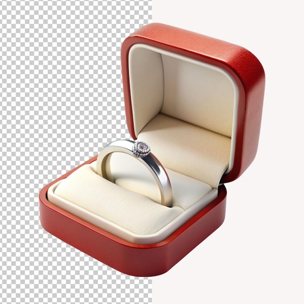 PSD of a wedding ring in a box isolated on transparent background