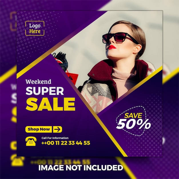 PSD weekend sale instagram and social media banner template