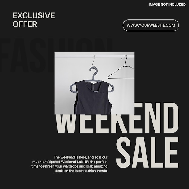 PSD Weekend sale store on black background instagram post template