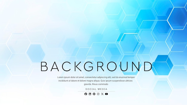 PSD white background with blue hexagonal