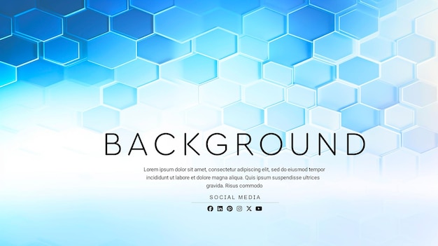 PSD white background with blue hexagonal