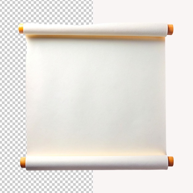 PSD of a white blank paper scroll on transparent background