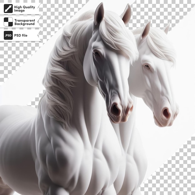 PSD white horse portrait on transparent background with editable mask layer