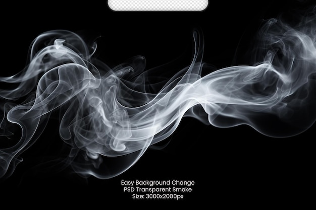 PSD white smoke isolated on Transparent black background