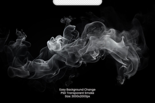 PSD white smoke isolated on Transparent black background