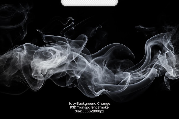 PSD white smoke isolated on Transparent black background