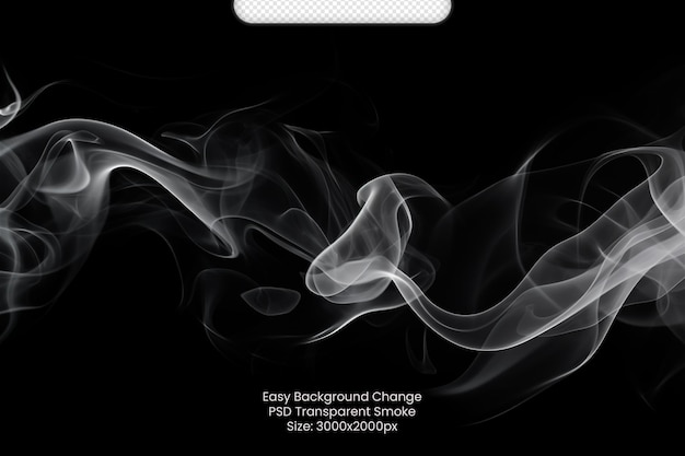 PSD white smoke isolated on Transparent black background