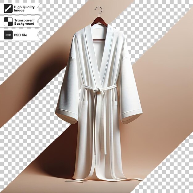 PSD white spa bathrobe on transparent background