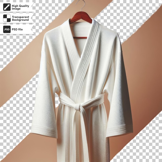 PSD white spa bathrobe on transparent background