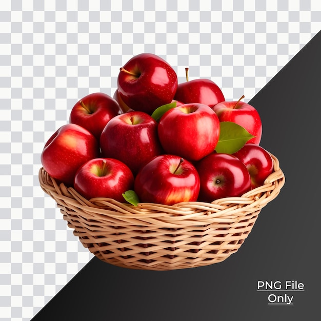 PSD Wicker basket fresh apple soft smooth lighting only png premium psd