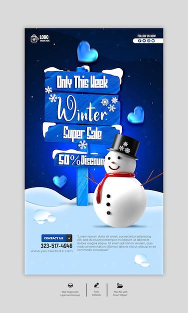 PSD winter sale instagram story template