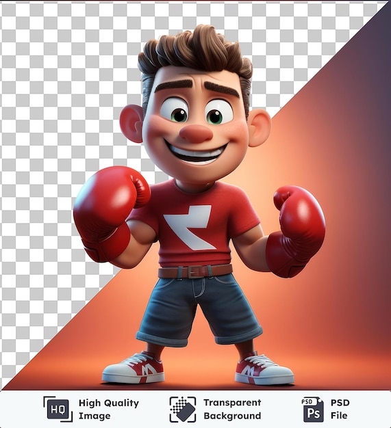 PSD psd with transparent 3d cartoon boxer holding boxing gloves image