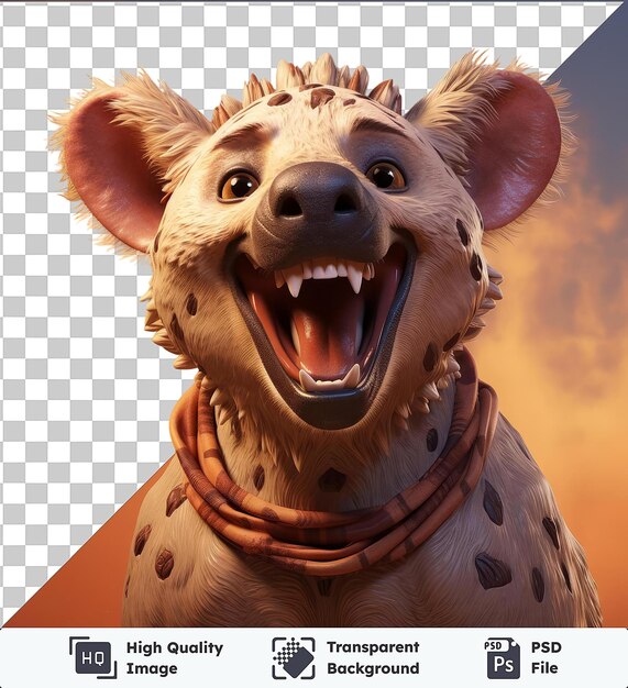 PSD psd with transparent 3d cartoon hyena laughing with a comedy mask