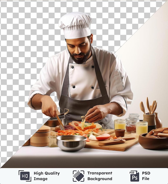 psd with transparent 3d chef cooking a gourmet meal