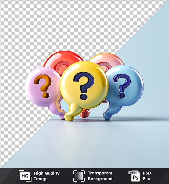 psd with transparent 3D speech bubble icon question mark concept