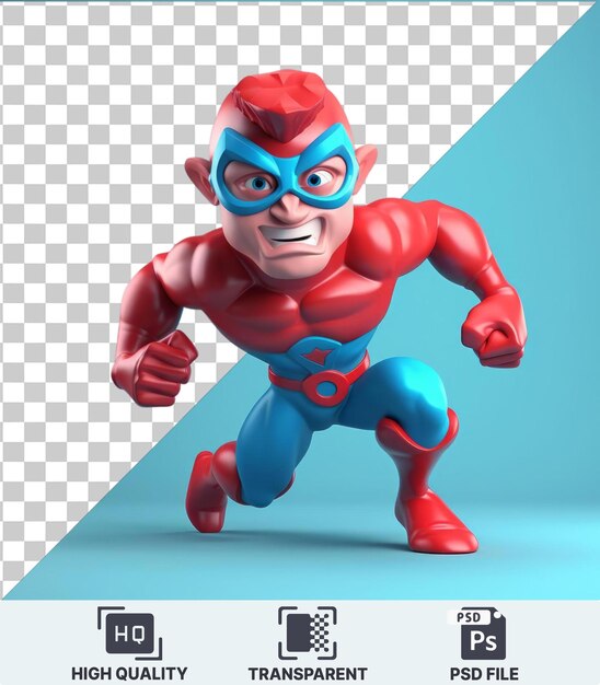 PSD psd with transparent 3d superhero cartoon with incredible powers