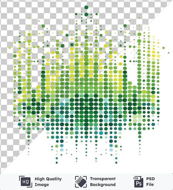 psd with transparent abstract vector sound equalizer symbol rhythm green dots on a isolated background