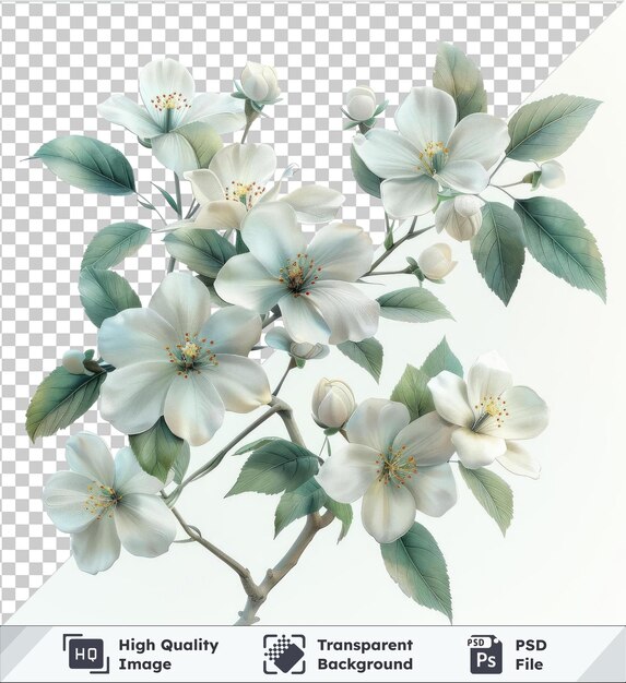 psd with transparent beautiful watercolor winter jasmine flowers clipart and leaves watercolor floral elements watercolor flowers watercolor paintings watercolors watercolors white flowers