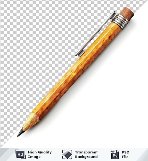 psd with transparent classic wooden pencil isolated on transparent background