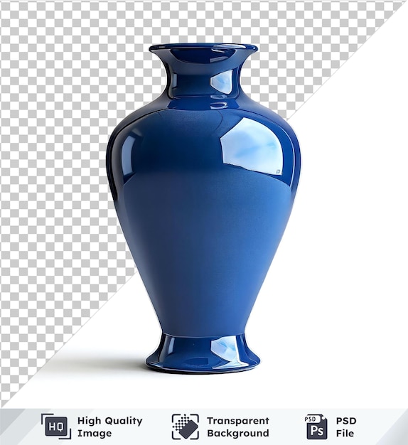 Psd with transparent cobalt blue vase set on clear background