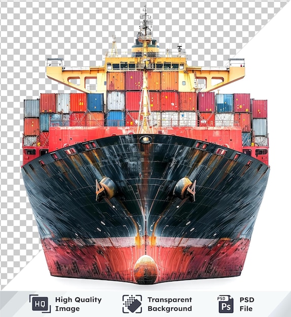 PSD psd with transparent container ship isolated on transparent background