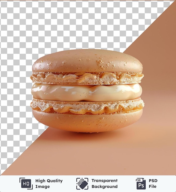 psd with transparent delightful macaron on top of a brown and white donut