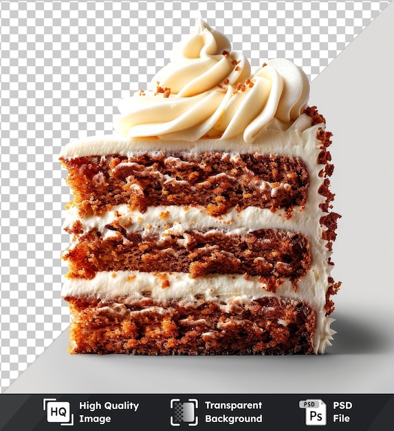 psd with transparent hyperealistic high quality carrot cake on a isolated background