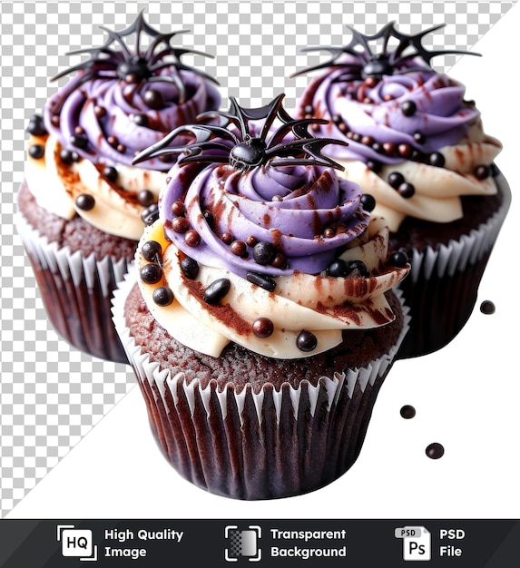 psd with transparent hyperealistic high quality spiderweb cupcakes