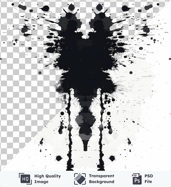 psd with transparent ink blot patterns vector symbol rorschach black and white image with a lot of blots