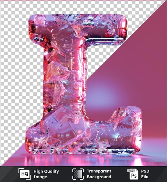 psd with transparent letter l with ice elements ice made of ice 3d rendering