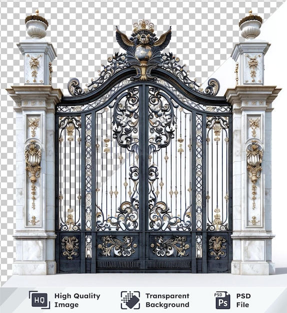 PSD psd with transparent mansion gate isolated on transparent background