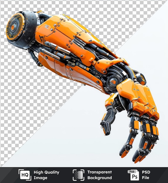 psd with transparent mechanical arm isolated on transparent background