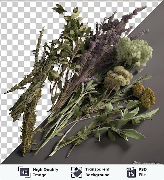 PSD with Transparent realistic photographic Herbalist_s dried herbs