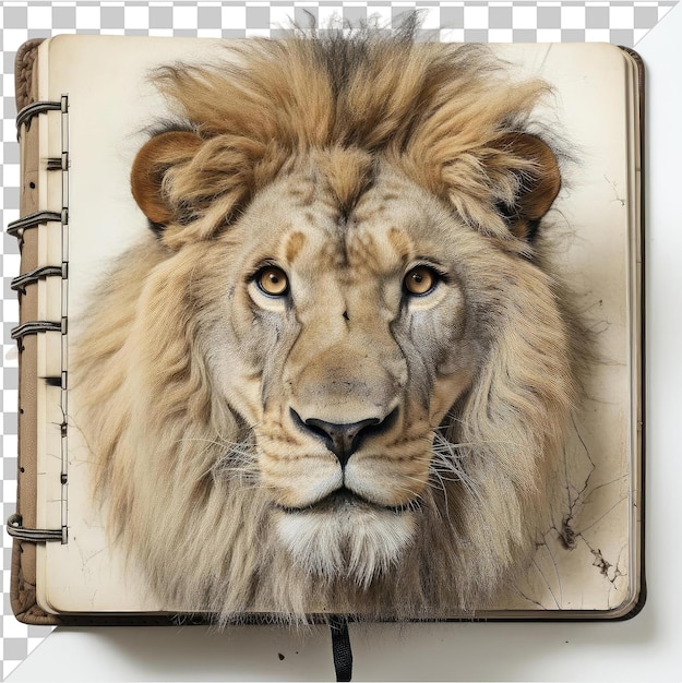 psd with transparent realistic photographic zoographer _ s notebook the lion